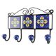 Navy Blue With Yellow Leaf Ceramic Floral Tiles Hook